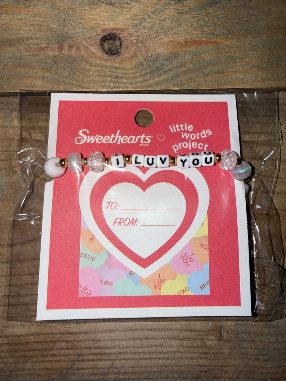 Little Words Project "I Luv You" Pink Beaded Kids Bracelet | NWT